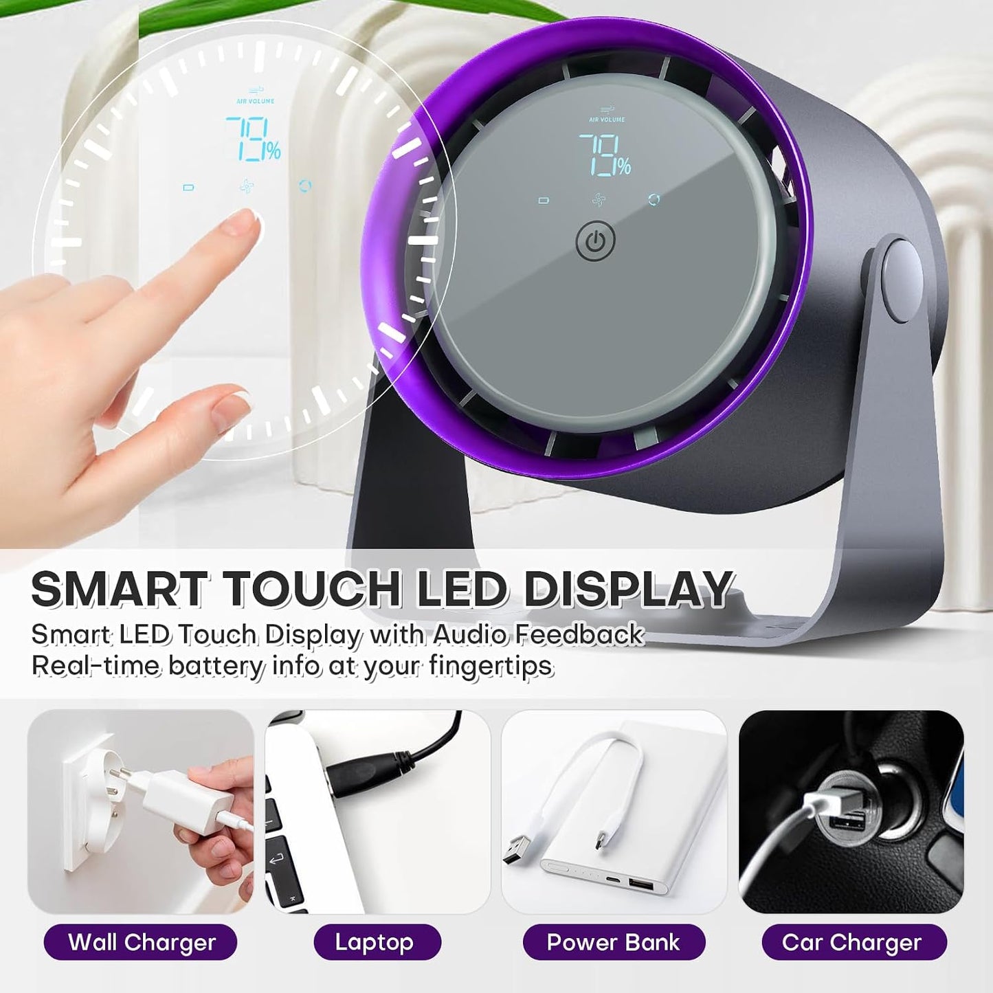 BreezeClip Quiet Rechargeable Desk Fan