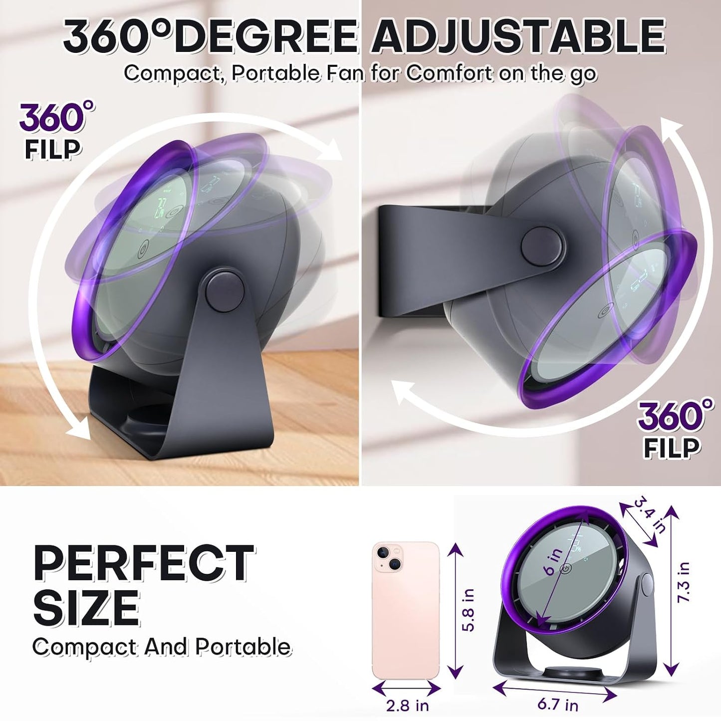 BreezeClip Quiet Rechargeable Desk Fan